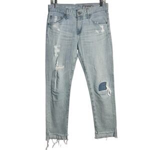 AG Adriano Goldschmied The Ex-Boyfriend Slim Distressed Jeans 25R Light Wash